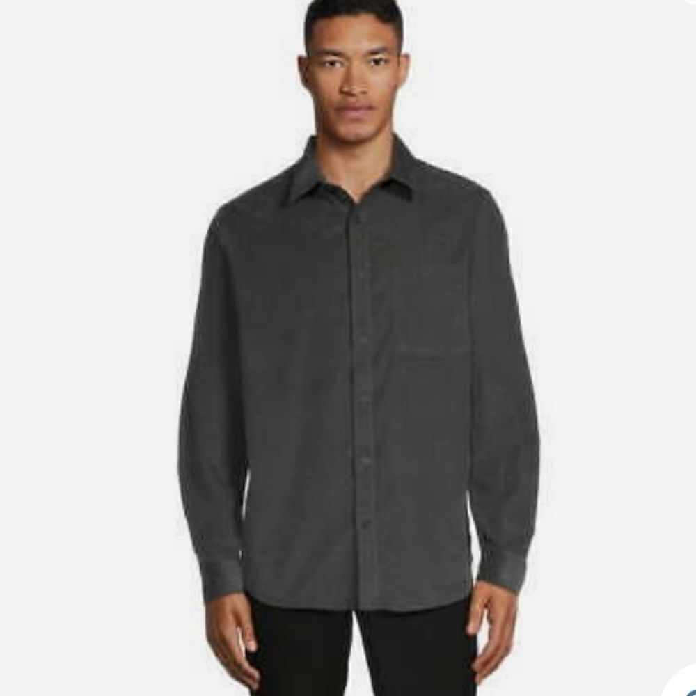 George Men's Corduroy Shirt Long Sleeves, Size 2XL  Charcoal Sky NEW 100 Cotton
